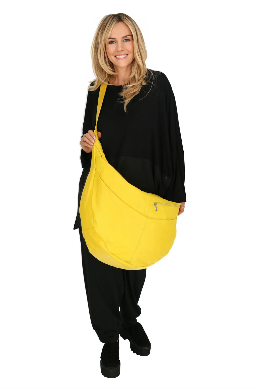 Alltags Tasche in Ballon Form aus glatter Leder Qualität, Baggy in Limette