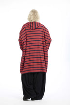 Winter jacket in a straight style, made of soft fine knit fabric, Annie in red and blue.