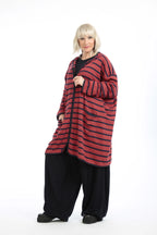 Winter jacket in a straight style, made of soft fine knit fabric, Annie in red and blue.