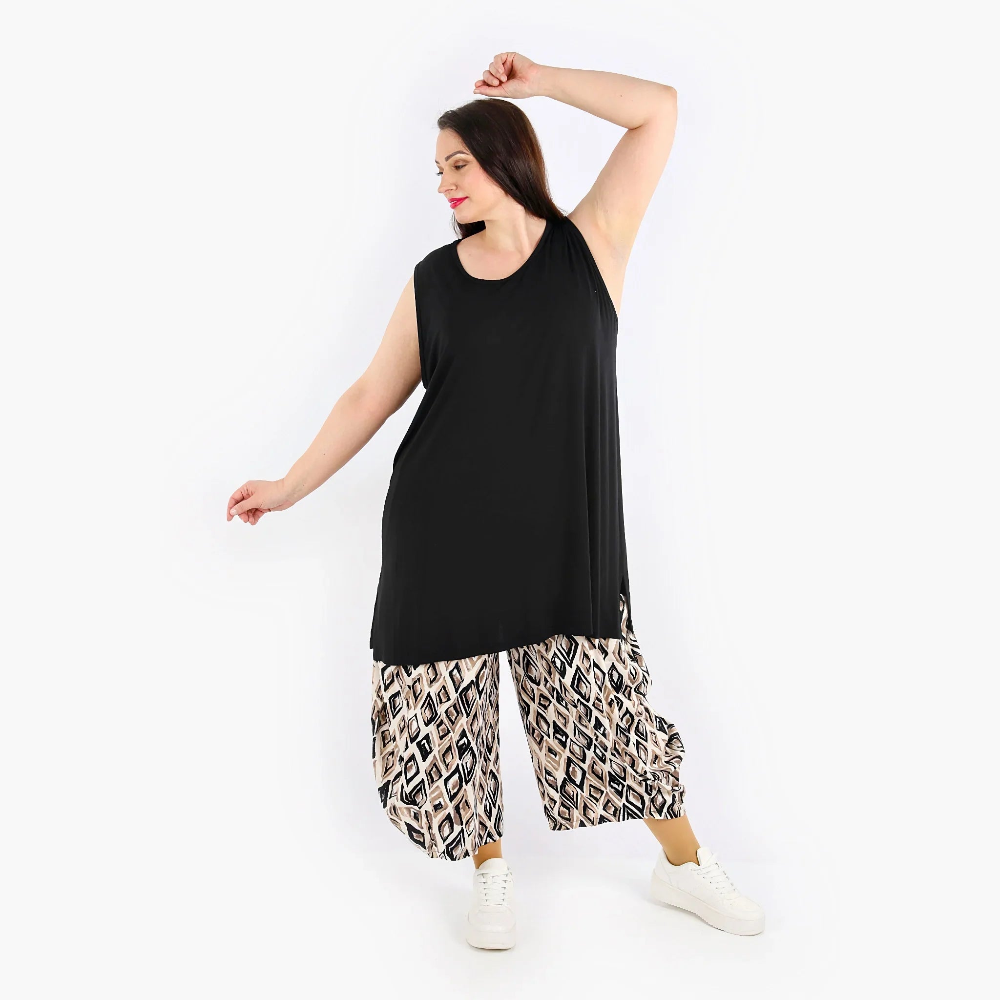 Pantalon AKH 8069, beige-noir-cognac