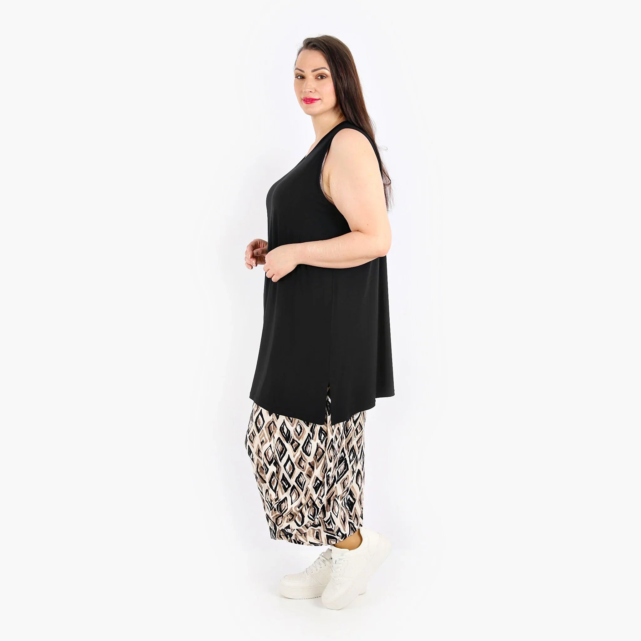 Pantalon AKH 8069, beige-noir-cognac