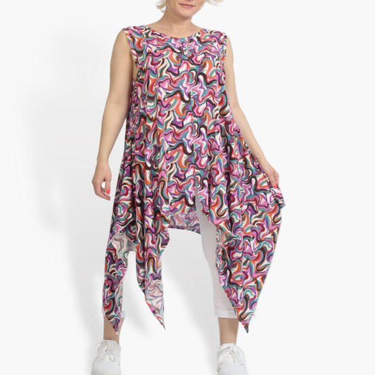 Summer tunic in A-shape made of smooth poplin quality, Penny in pink-red