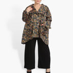 Summer jacket in A-shape made of poplin quality, Sunny in black-multi
