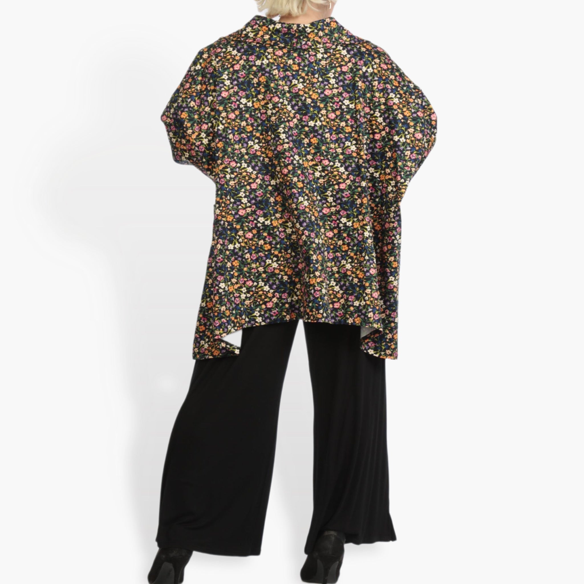 Summer jacket in A-shape made of poplin quality, Sunny in black-multi