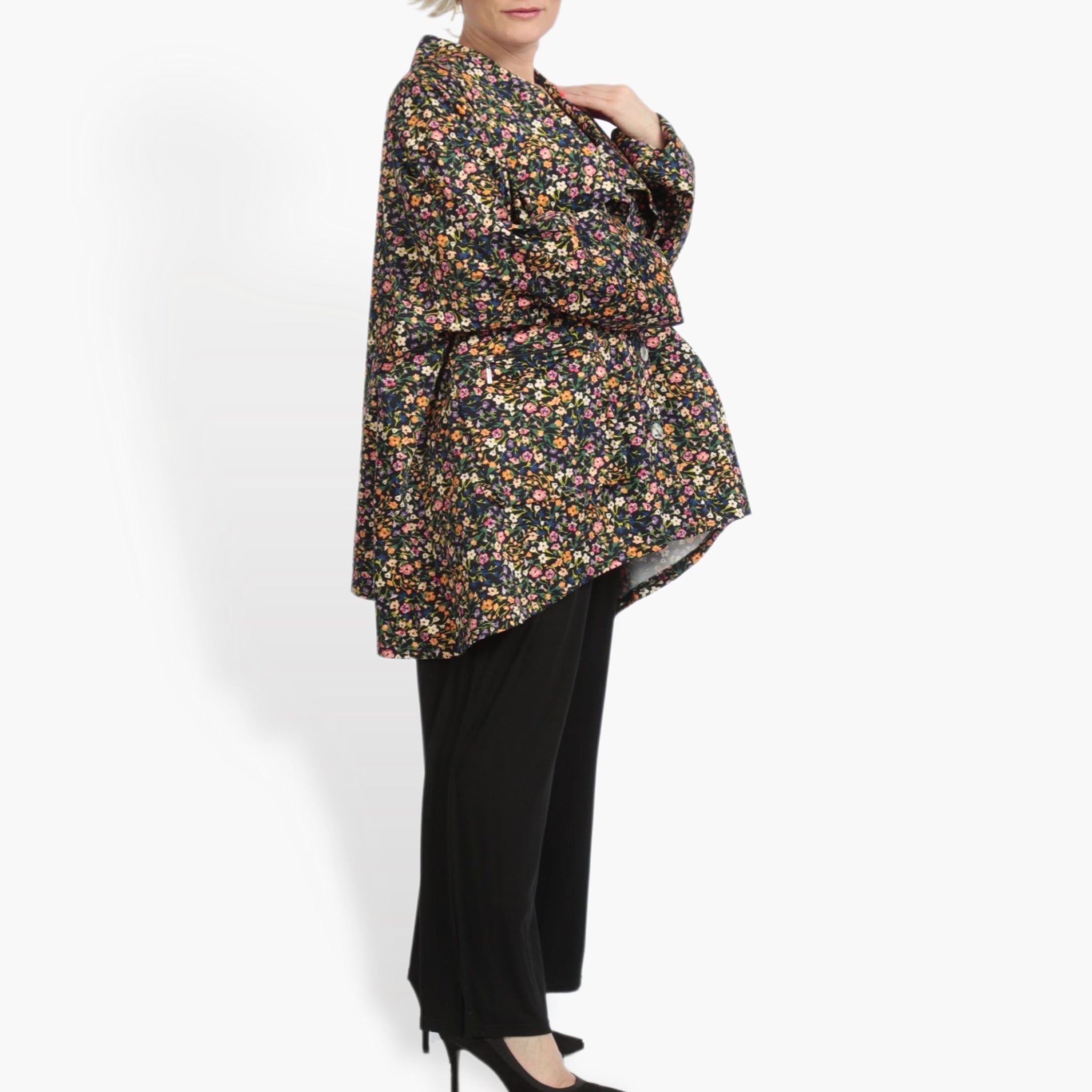 Summer jacket in A-shape made of poplin quality, Sunny in black-multi