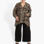 Summer jacket in A-shape made of poplin quality, Sunny in black-multi