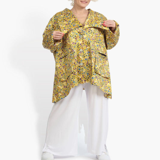 Summer jacket in A-shape made of poplin quality, Sunny in yellow-multi
