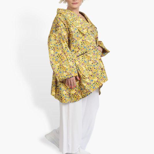 Summer jacket in A-shape made of poplin quality, Sunny in yellow-multi