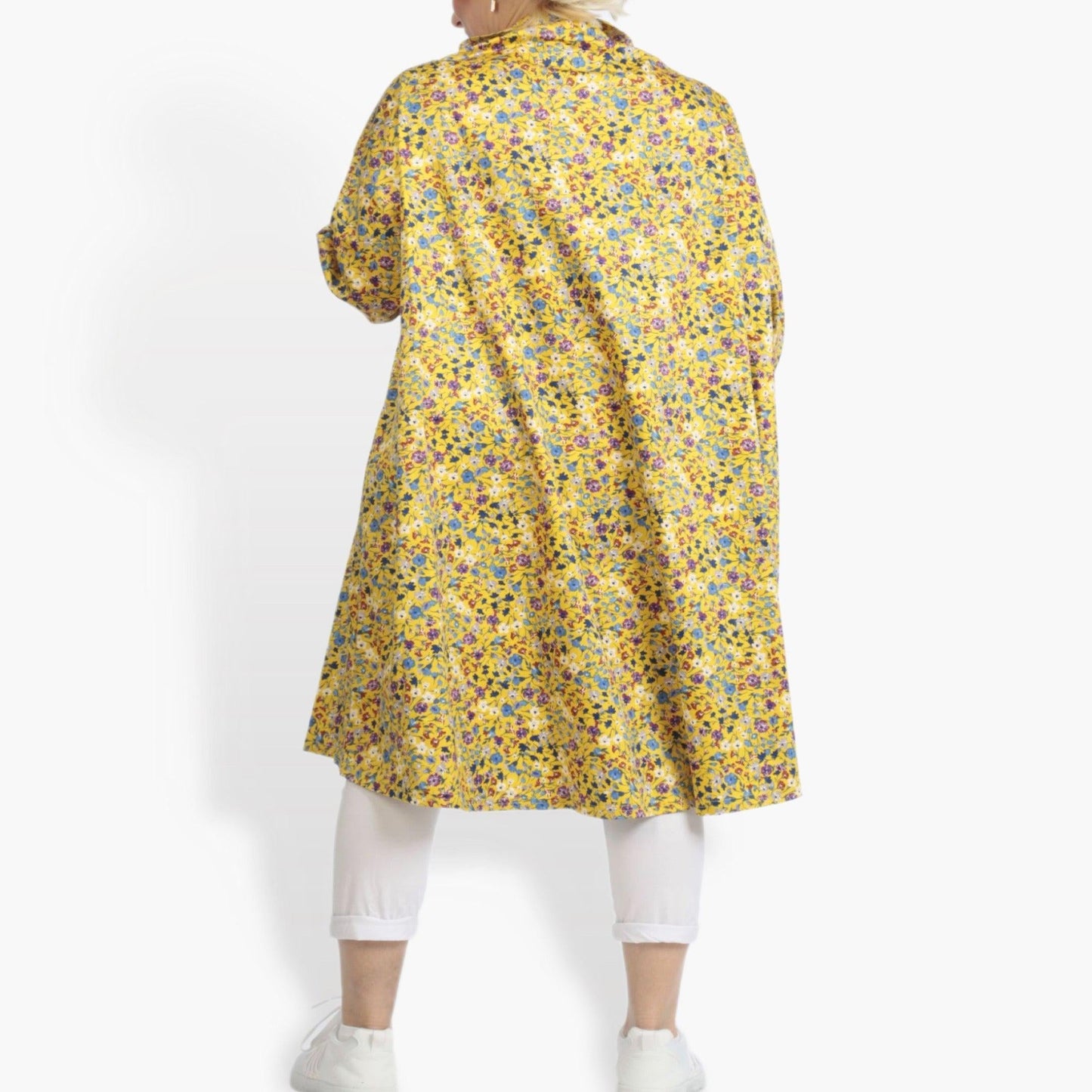 Summer coat in a straight shape made of poplin quality, Sunny in yellow-multi