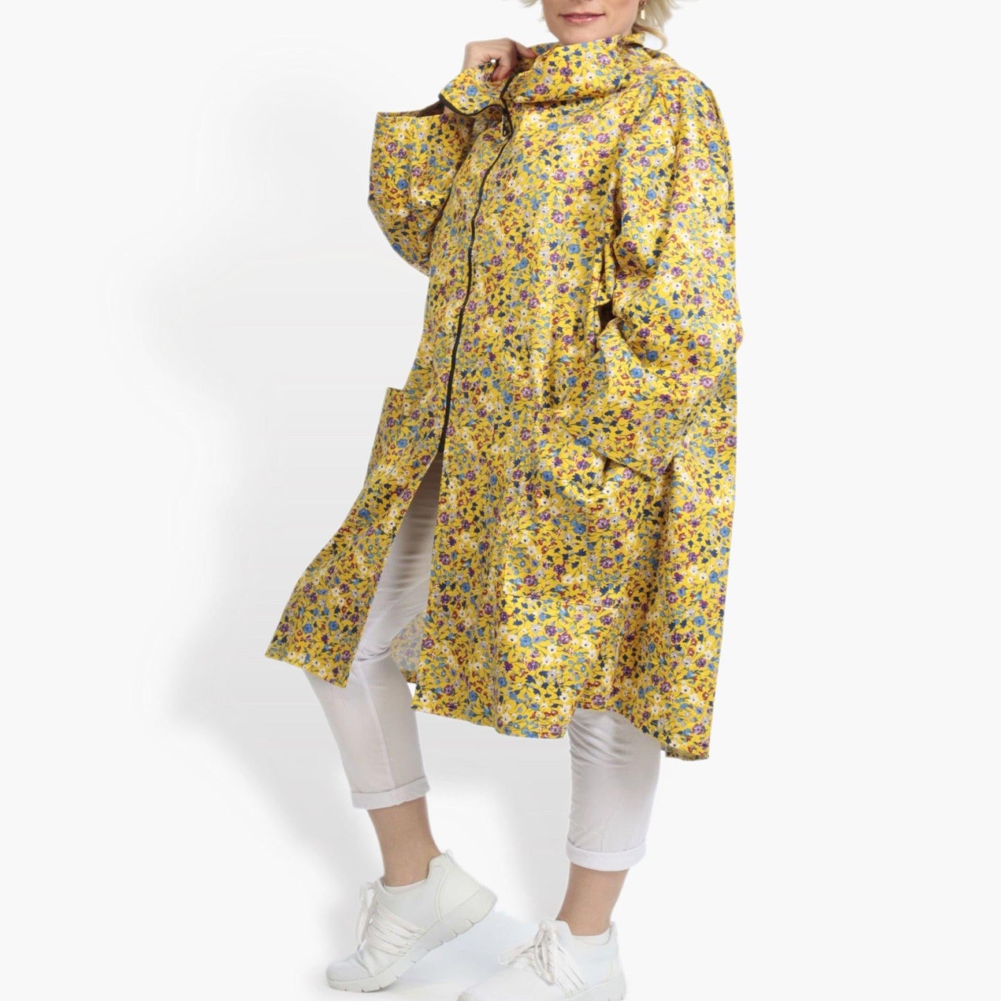 Summer coat in a straight shape made of poplin quality, Sunny in yellow-multi