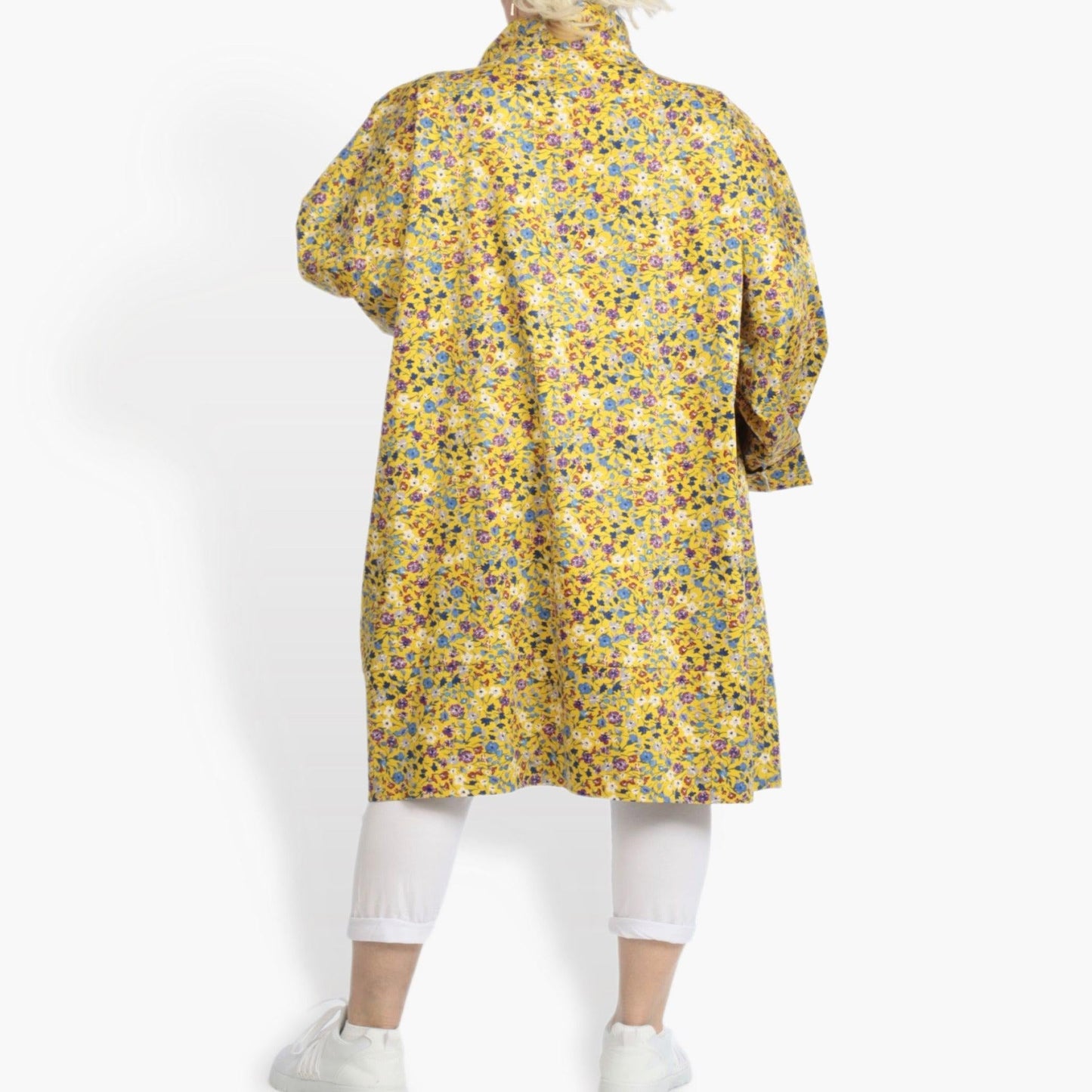 Summer coat in a straight shape made of poplin quality, Sunny in yellow-multi