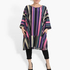 Summer shirt in A-shape made of smooth crepe quality, Amy in pink-purple-multi