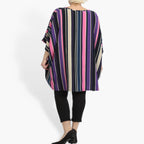 Summer big shirt in mullet shape made of smooth crepe quality, Amy in pink-purple-multi