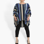 Summer big shirt in mullet shape made of smooth crepe quality, Amy in blue-beige-multi