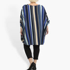 Summer big shirt in mullet shape made of smooth crepe quality, Amy in blue-beige-multi