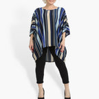 Summer big shirt in mullet shape made of smooth crepe quality, Amy in blue-beige-multi