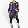 Summer jacket in a rounded shape made of smooth crepe quality, Amy in pink-purple-multi