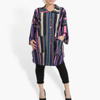 Summer jacket in a rounded shape made of smooth crepe quality, Amy in pink-purple-multi