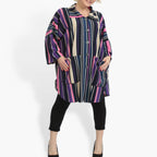 Summer jacket in a rounded shape made of smooth crepe quality, Amy in pink-purple-multi