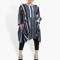 Sommer Jacke in A-Form aus glatter Krepp Qualität, Amy in Blau-Beige-Multi