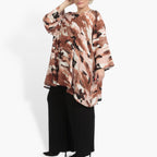 Summer big shirt in A-shape made of airy linen look quality, Maxima in Terra-Multi