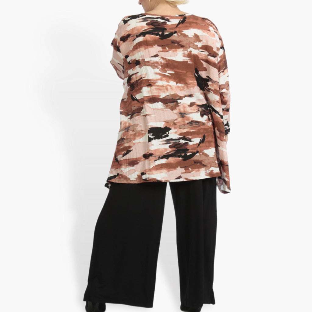 Summer big shirt in A-shape made of airy linen look quality, Maxima in Terra-Multi