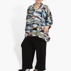 Summer jacket in A-shape made of airy linen look quality, Maxima in blue-multi