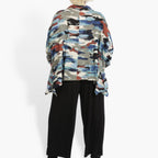 Summer jacket in A-shape made of airy linen look quality, Maxima in blue-multi
