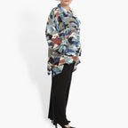 Summer jacket in A-shape made of airy linen look quality, Maxima in blue-multi