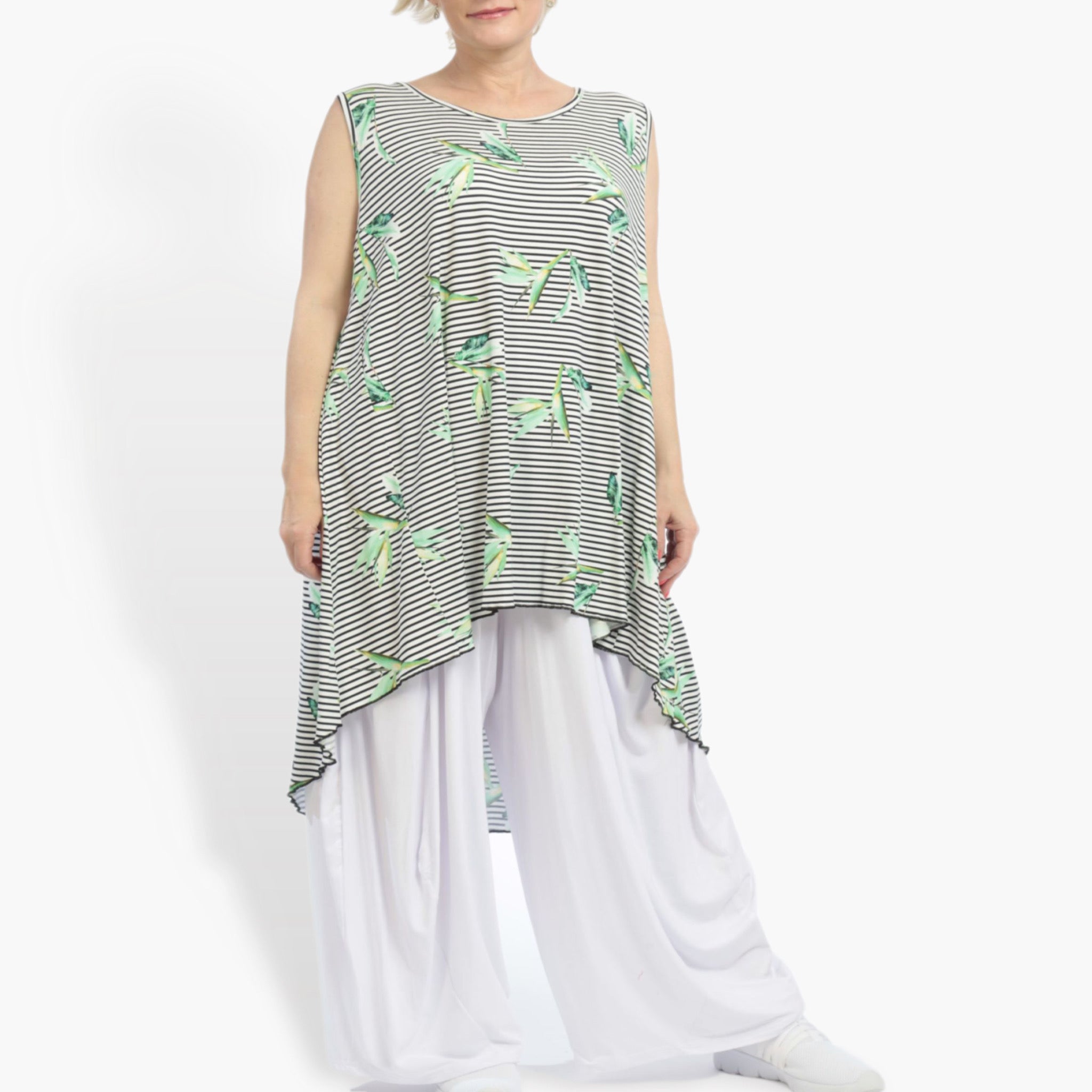 Summer tunic in the shape of jersey quality, Costa in white-black