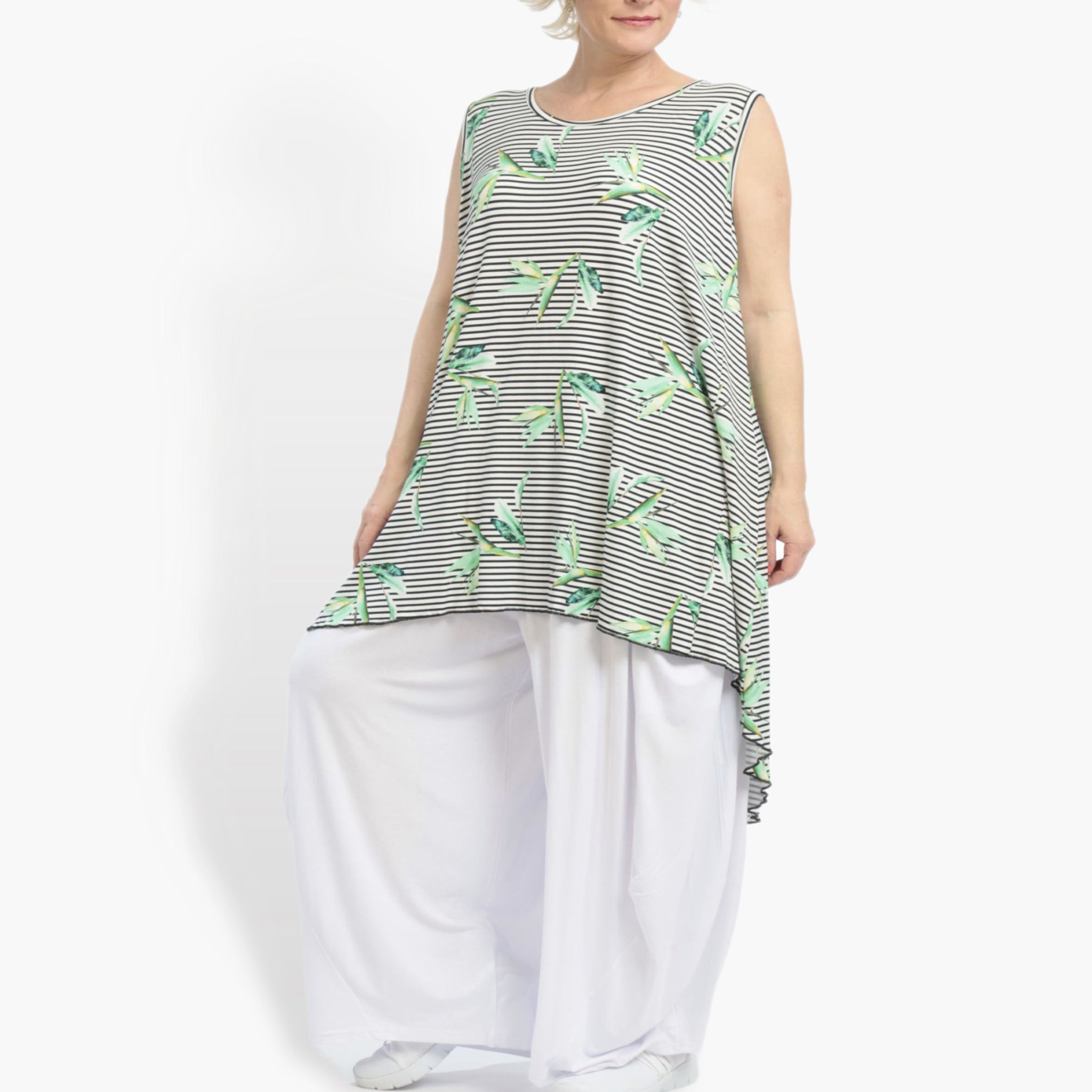Summer tunic in the shape of jersey quality, Costa in white-black