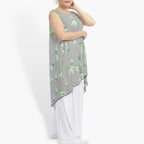 Summer tunic in the shape of jersey quality, Costa in white-black