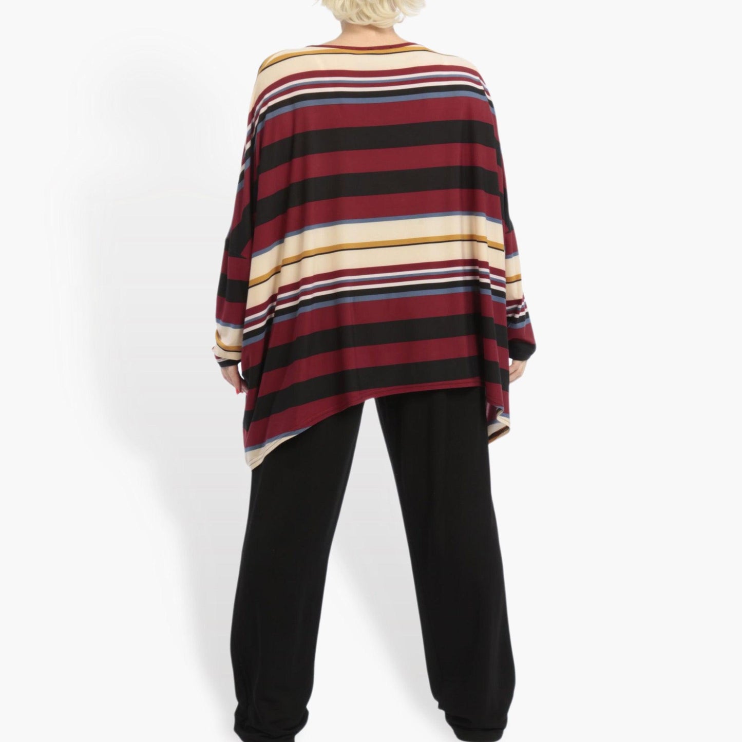 Summer big shirt in a boxy shape made of Slinky quality, Linis block stripes in burgundy beige