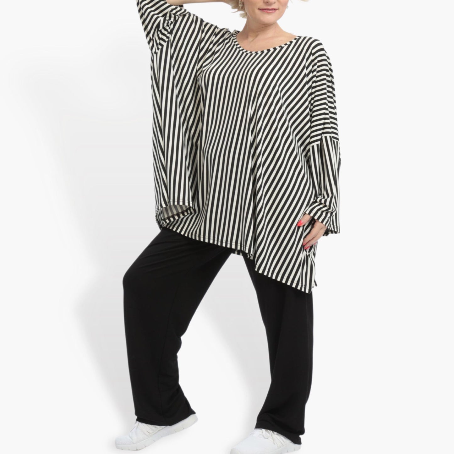 Sommer Big Shirt in  Form aus er Slinky Qualität, Slinky in Schwarz-Weiß