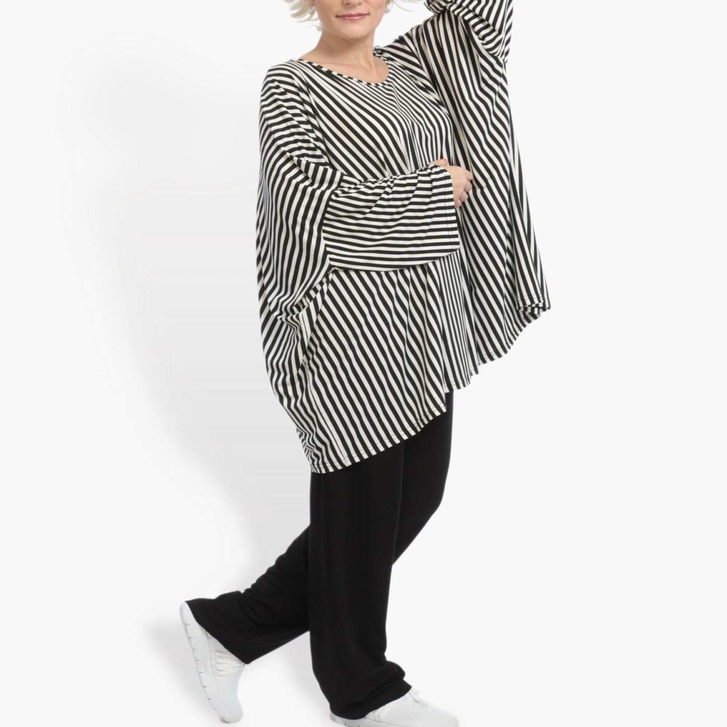 Sommer Big Shirt in  Form aus er Slinky Qualität, Slinky in Schwarz-Weiß