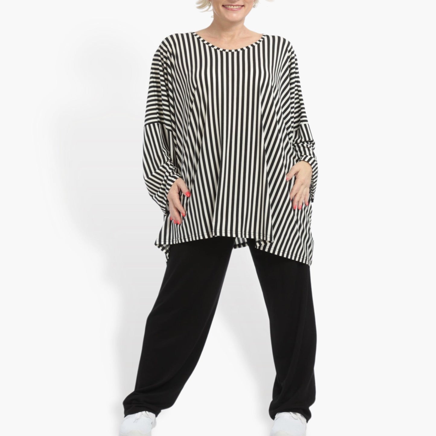 Sommer Big Shirt in  Form aus er Slinky Qualität, Slinky in Schwarz-Weiß