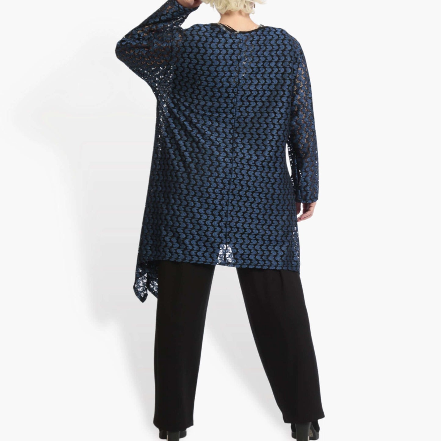 Winter shirt in A-shape made of lace quality, CasaMia in black-royal blue