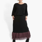 Winter skirt in a straight shape made of lace quality, CasaMia in black-aubergine