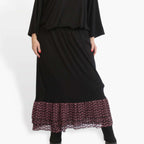 Winter skirt in a straight shape made of lace quality, CasaMia in black-aubergine