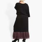 Winter skirt in a straight shape made of lace quality, CasaMia in black-aubergine