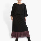 Winter skirt in a straight shape made of lace quality, CasaMia in black-aubergine