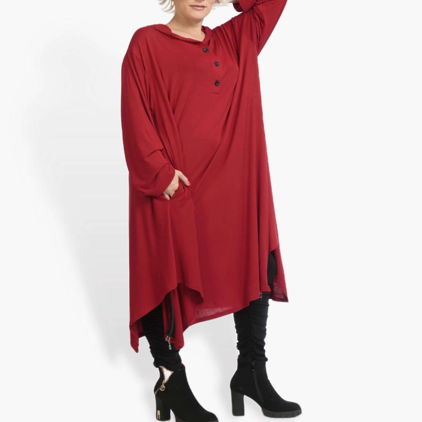 Everyday dress in A-shape made of fine jersey quality, viscose basics in red