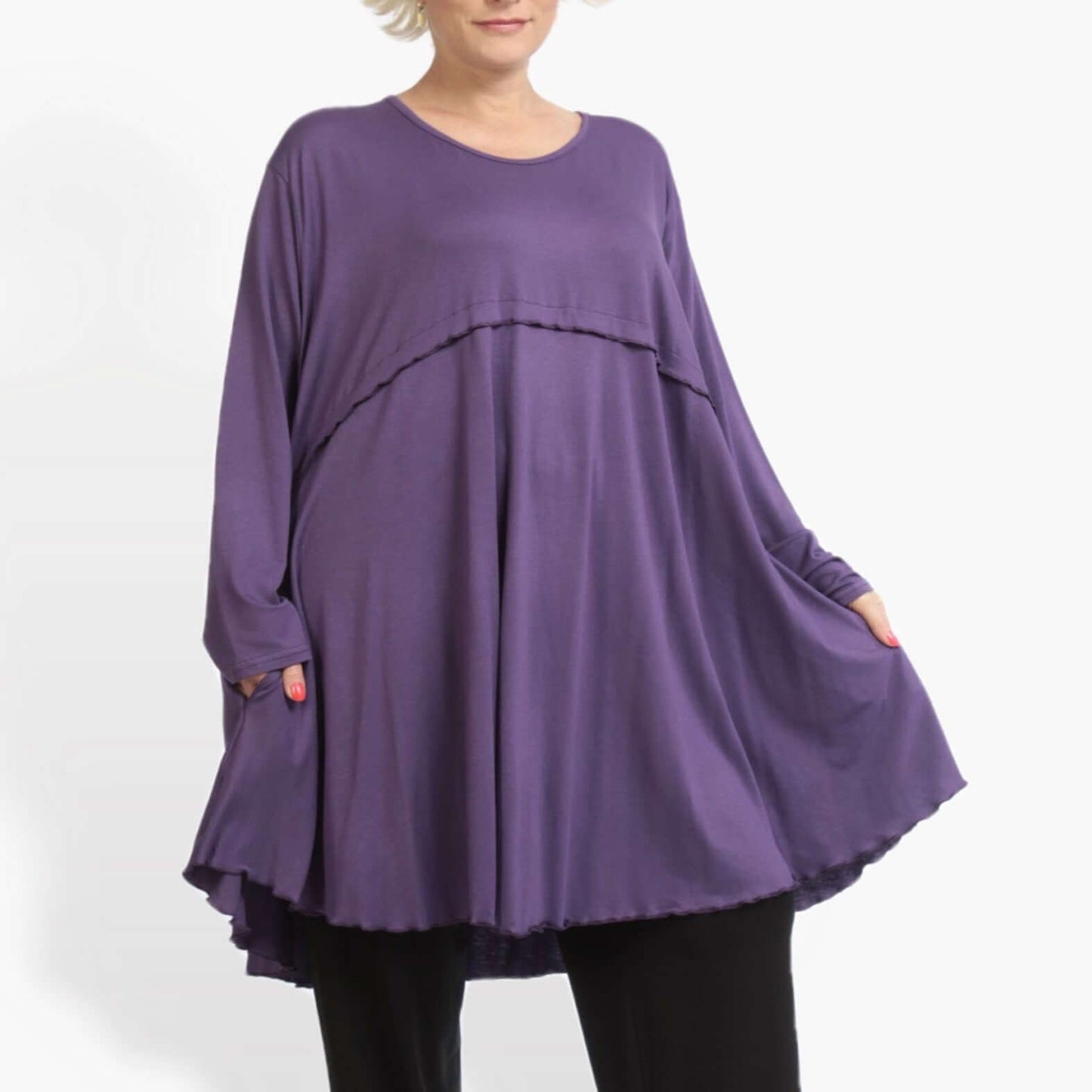 Everyday A-shaped shirt made of fine jersey quality, viscose basics in purple