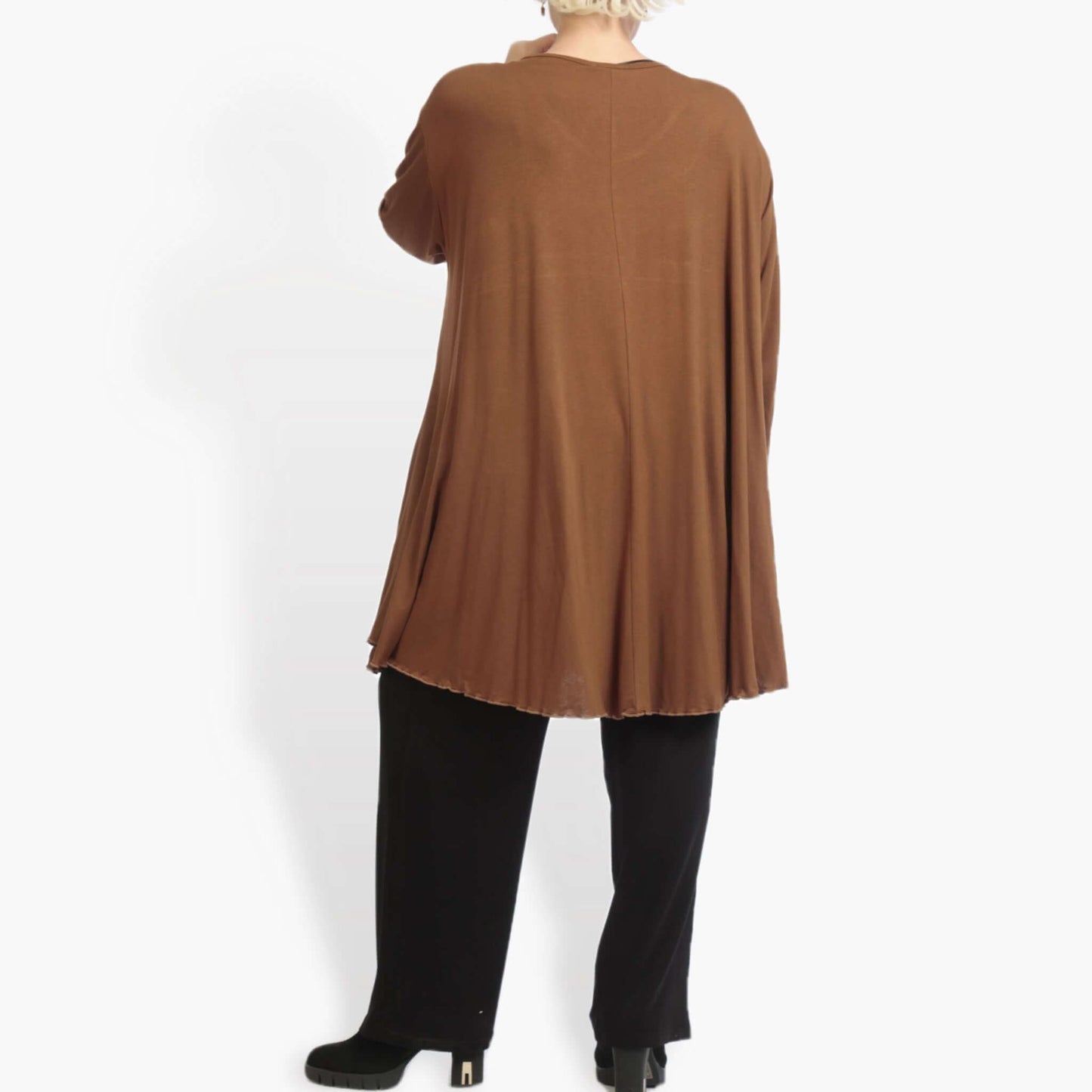 Alltags Shirt in A-Form aus feiner Jersey Qualität, Viskose-Basics in Cognac