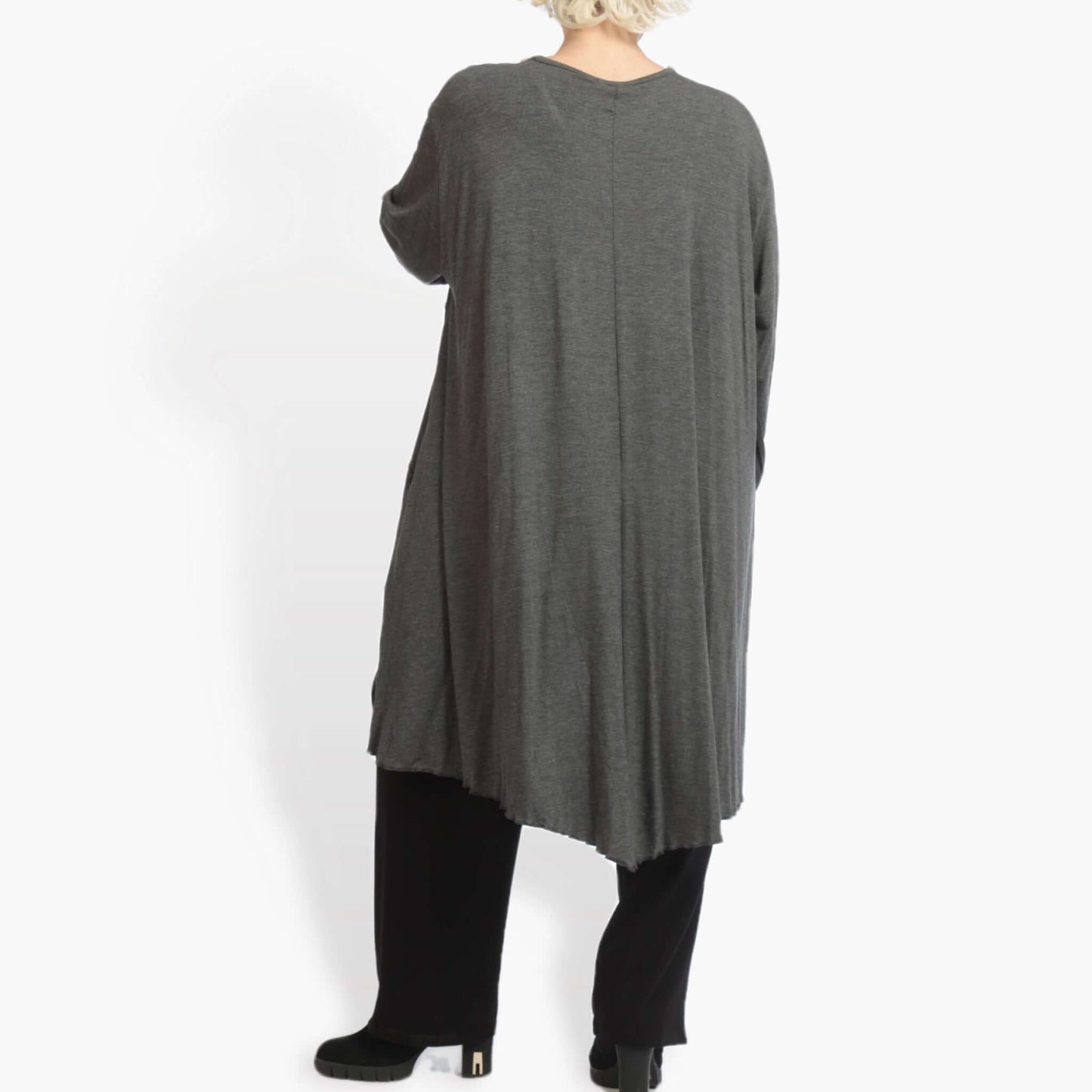 Alltags Kleid in Vokuhila Form aus feiner Jersey Qualität, Viskose-Basics in Grau