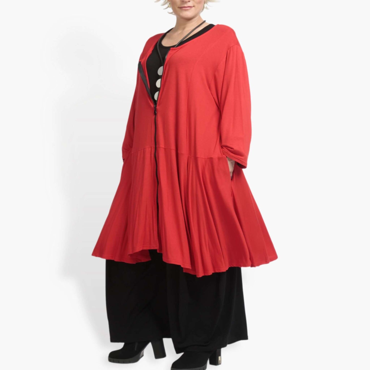 Everyday jacket in a bell shape made of fine jersey quality, viscose basics in red