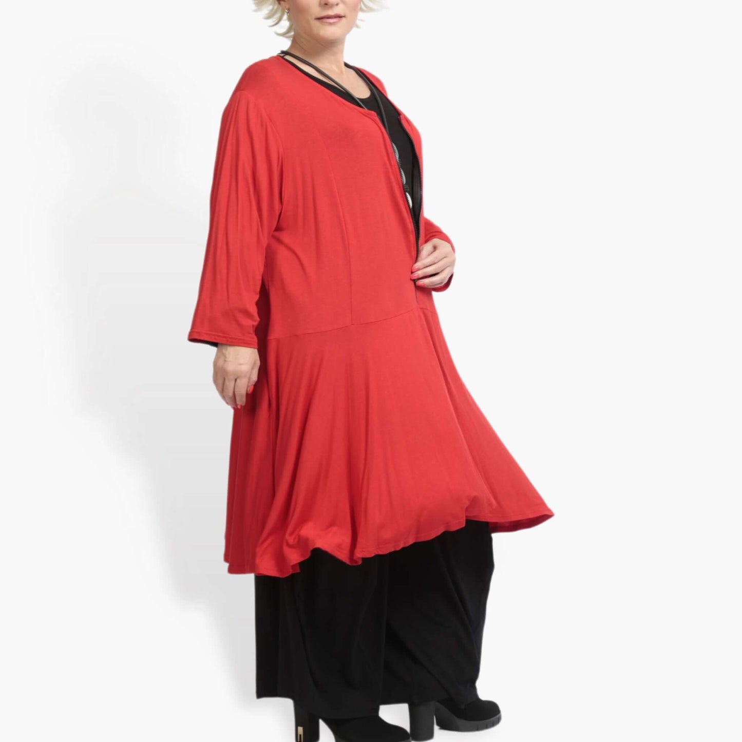 Alltags Jacke in Glocken Form aus feiner Jersey Qualität, Viskose-Basics in Rot