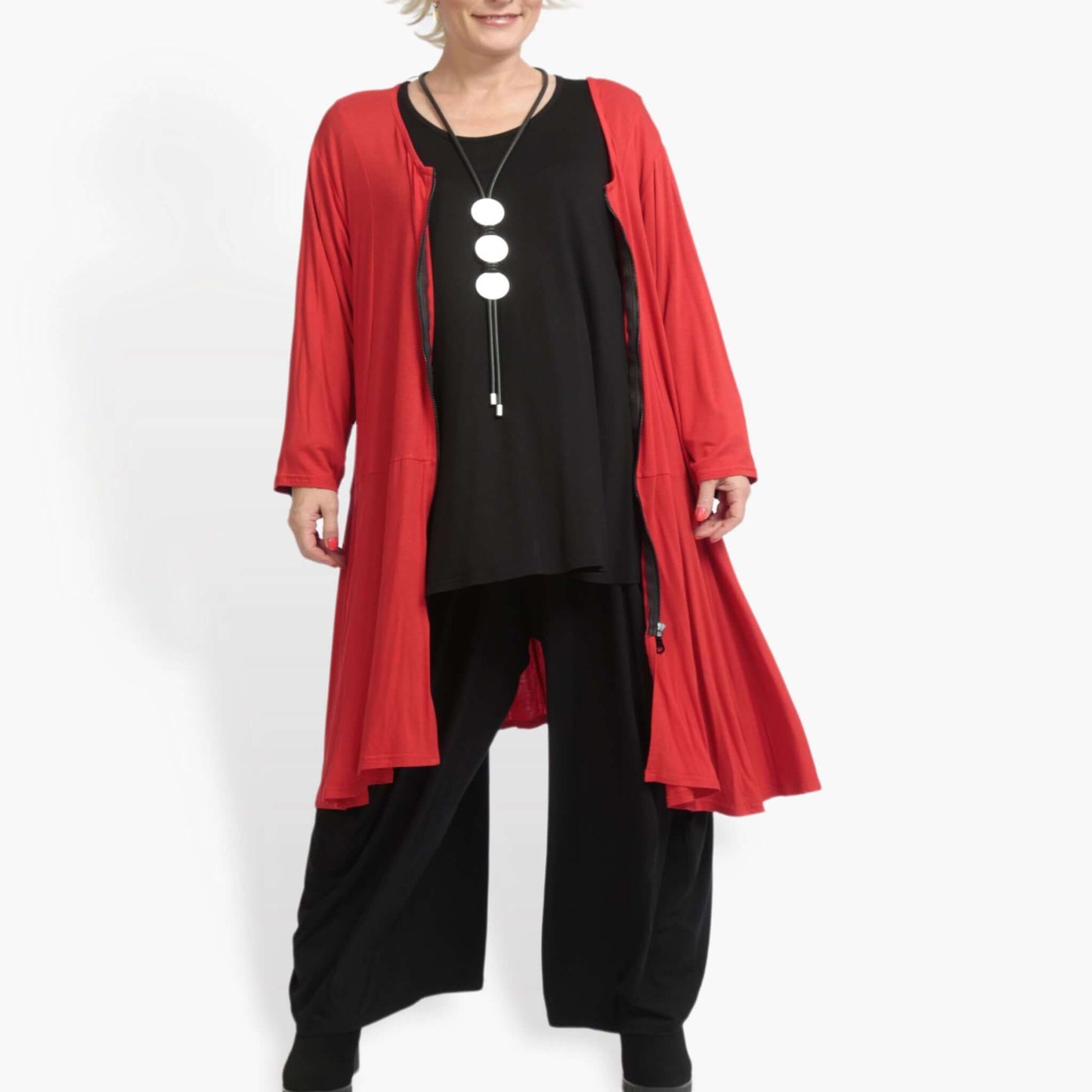 Everyday jacket in a bell shape made of fine jersey quality, viscose basics in red