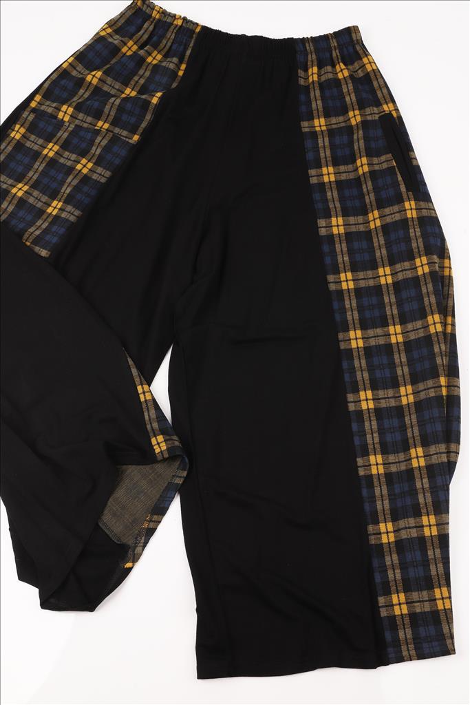 Winter trousers in balloon shape made of jacquard quality, Karry in black-yellow-blue