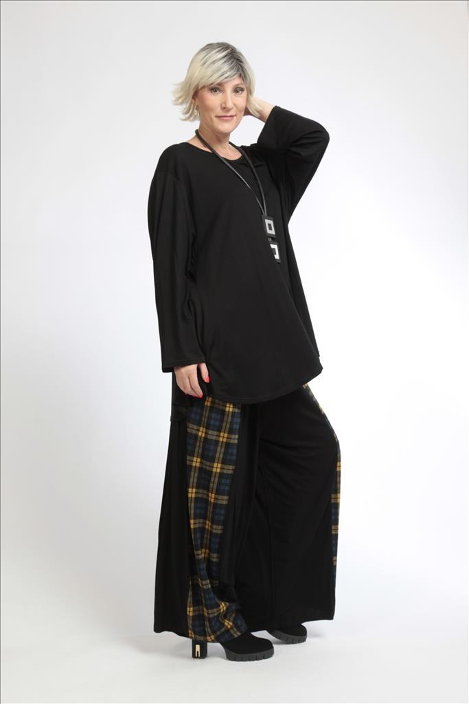 Winter trousers in balloon shape made of jacquard quality, Karry in black-yellow-blue